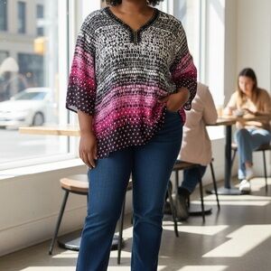 Avenue Black and Pink Blouse